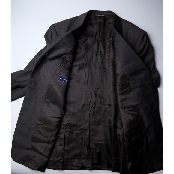 Canali Blazer Men's 44L US Plaid 100% Virgin Wool Sport Coat Designer 54L EU - Picture 3 of 11